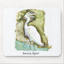 Snowy Egret mouse pad mousepads