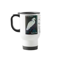 Snowy Egret Travel Mug - White by Artinua Snowy Egret Travel Mug - White