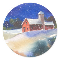 Snowy Evening Farm stickers