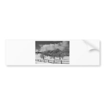 Snowy Flatirons Boulder Colorado Landscape View BW Bumper Sticker