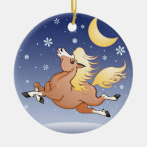 Snowy Gallop under the Moon Ornament ornaments