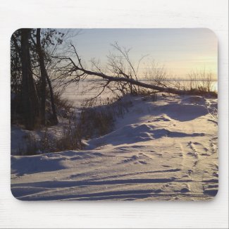 Snowy Lake View Mouse Pad