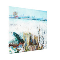 Snowy Landscape with Arles in the Background Stretched Canvas Prints