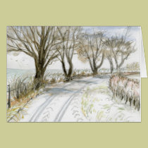 "Snowy Lane" Northumberland, England cards