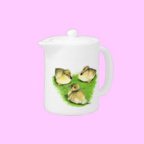 Snowy Mallard Ducklings teapots