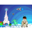 Snowy Moon Christmas Card card