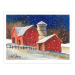 Snowy New England Barns Post Cards