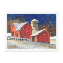 Snowy New England Barns postcards by ElaineOriginals Snowy New England Barns postcards