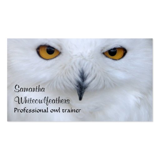 Snowy owl close up photo business card (front side)