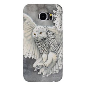 Snowy Owl Descent Wildlife Watercolor Art Samsung Galaxy S6 Cases