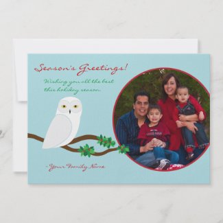 Snowy Owl Holiday Christmas Photo Card 5x7 invitation