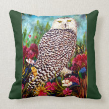 Snowy Owl Painting Throw Pillow