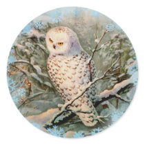 SNOWY OWL & SNOWFLAKES by SHARON SHARPE stickers