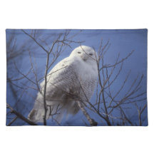Snowy Owl - White Bird against a Sapphire Blue Sky Placemat