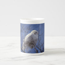 Snowy Owl - White Bird against a Sapphire Blue Sky