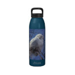Snowy Owl - White Bird against a Sapphire Blue Sky Drinking Bottles