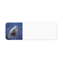 Snowy Owl - White Bird & Sapphire Blue Sky full labels