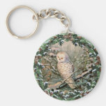 SNOWY OWL & WREATH by SHARON SHARPE Keychain