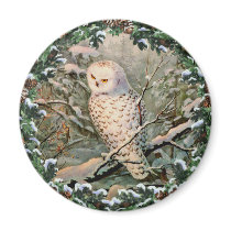 SNOWY OWL & WREATH by SHARON SHARPE magnets