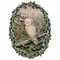 SNOWY OWL & WREATH by SHARON SHARPE Photo Sculptures