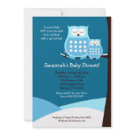 Snowy Owls 5x7 Baby Shower Invitation - Blue