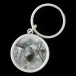 Snowy Pine Branch Keychain