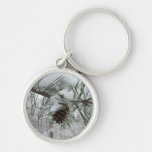 Snowy Pine Branch Keychain