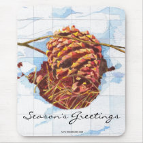 Snowy Pine Cone mousepads