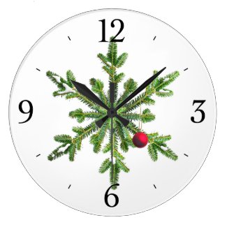 Snowy Pine Snowflake Christmas Clocks