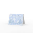 postcard - Snow covered pines in a wintry blue on a soft blue linen background. A chic and whimsical motif perfect for weddings, anniversaries and other occasions. You can customize it to whatever your needs may be for your event. RSVP cards and other products are available in my shop. Other colors schemes are available upon request.