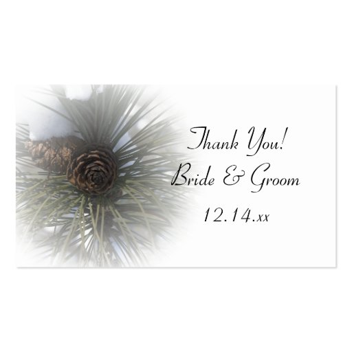 Snowy Pines Winter Wedding Favor Tags Business Card Template (front side)