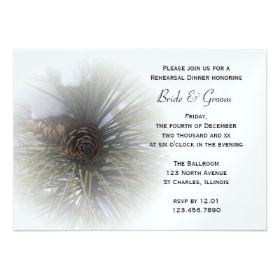 Snowy Pines Winter Wedding Rehearsal Dinner Invite