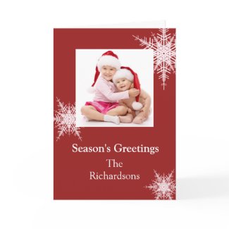 Snowy Red Snowflakes Holiday Card (red)