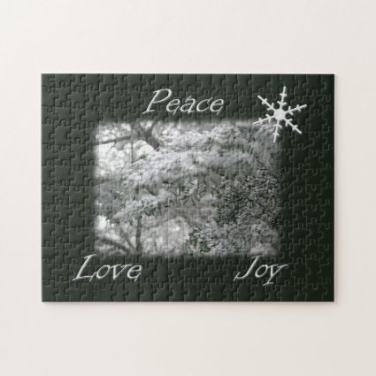 Snowy Spruce Tree / Peace Love Joy Puzzle