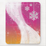 Snowy Star Ribbon (bright pink & yellow) Mouse Pads
