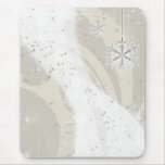 Snowy Star Ribbon (champagne) Mouse Pads