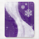 Snowy Star Ribbon (deep purple) Mousepads