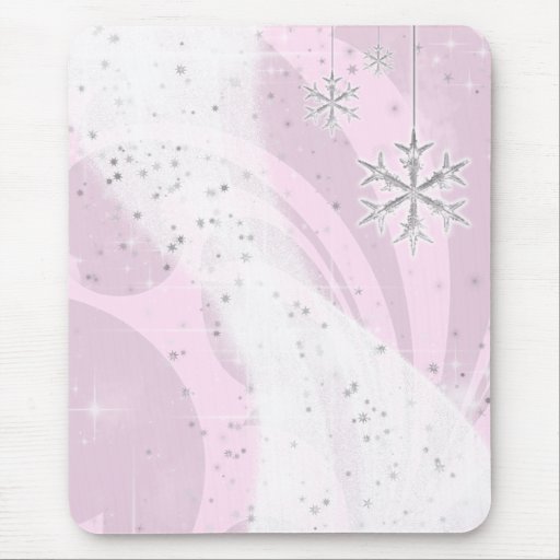 Snowy Star Ribbon (light pink) Mousepads