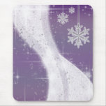 Snowy Star Ribbon (purple) Mousepad