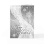 Snowy Star Ribbon (silver brushed metal) Greeting Card