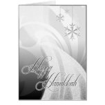 Snowy Star Ribbon (white & silver) Card