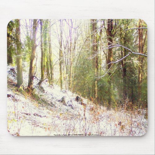 Snowy Sunlit Forest Glade #2 mousepad