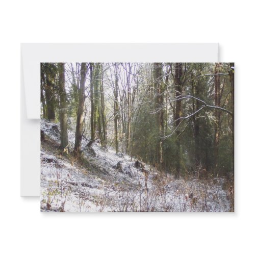Snowy Sunlit Forest Glade invitation