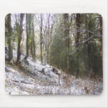 Snowy Sunlit Forest Glade mousepads