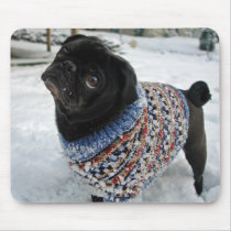 Snowy Sweater Pug Mousepad