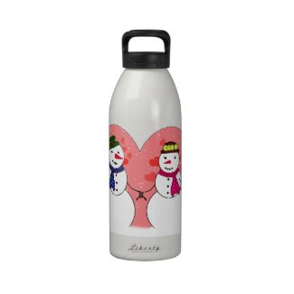 Snowy Sweethearts - Snow In Love (Add Your Text) Reusable Water Bottles
