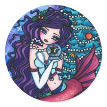 Snowy Treasures Christmas Fantasy Mermaid Orca Stickers