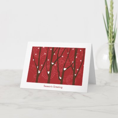 Snowy Trees Greeting Card - Red