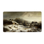 Snowy Village and Landscape Personalized Shipping Label