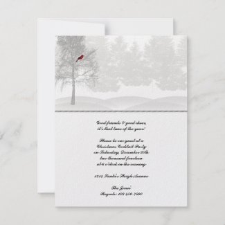 Snowy White Forest with Red Cardinal